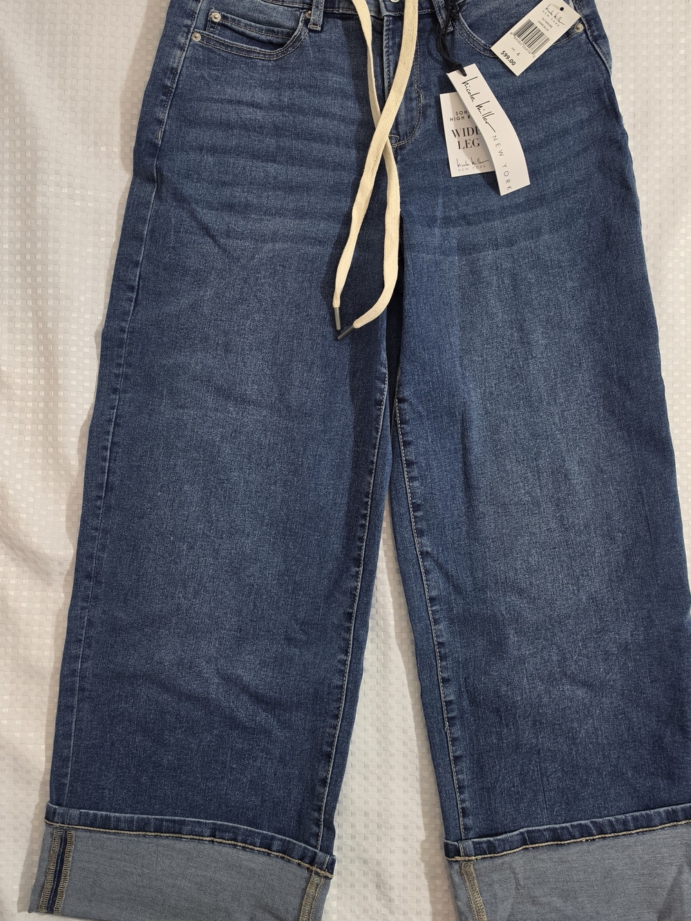 Nicole Miller NY Soho High Rise Wide Leg Cropped Jeans Cuffed NWT Size 4